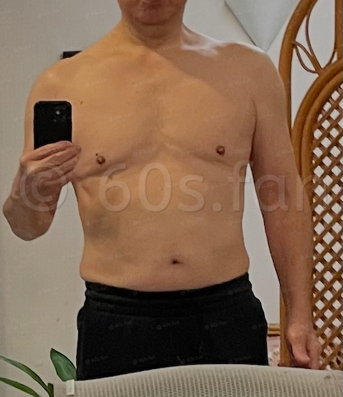 71歳で筋トレを再開した直後の体型（開始時の記録写真）